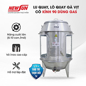 Lò Quay Gà Vịt Phi 90 Có Kính Dùng Gas