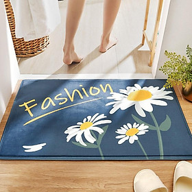 Mua Thảm Lau Chân Nhung Chần Bông Dày Êm Ái Họa Tiết Hoa Cúc Xanh