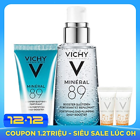 Bộ sản phẩm Serum khoáng Phục hồi chuyên sâu Mineral 89 50ml & Kem chống nắng giúp Bảo vệ, kiểm soát dầu, chống ô nhiễm cho da dầu mụn 3ml