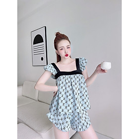Bộ áo ngủ cánh tiên xanh siêu dễ thương từ 50-73kg dành cho nữ