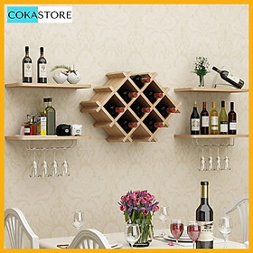 Mua Kệ Rượu Treo Tường Trang Trí Hiện Đại Sang Trọng Cokastore - Kèm 02 Giá Treo Ly KR06