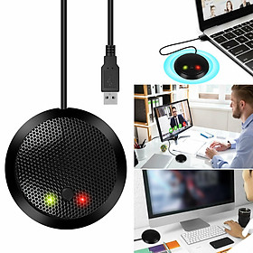 USB Conference Microphone,360° Omnidirectional Condenser PC Microphones with Mute Plug & Play Compatible with Windows for Video Conference,Gaming