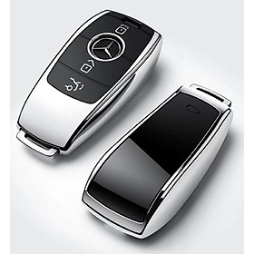 Móc khóa kèm ốp bảo vệ chìa khóa xe Mercedes C200 E200 C250 350 450 nhựa mềm TPU tráng gương.