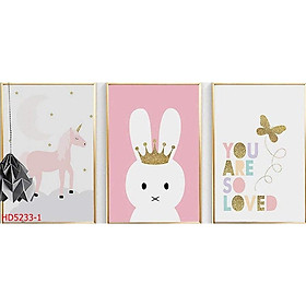 Mua Tranh Canvas Decor phòng bé chủ đề màu hồng