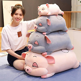 Gấu bông heo ngủ size 50cm, gấu bông gối ôm heo mắt híp đáng yêu, gối ôm cho bé, thú nhồi bông heo mắt híp, gối ôm con heo Tặng khẩu trang thời trang vải Su màu ngẫu nhiên