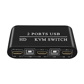 KH21 4K30Hz Switcher HD USB KVM 2 Port Splitter for Sharing Monitor Keyboard Mouse Printer Plug And Play HD Audio
