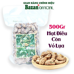 Hạt điều rang muối Bazan Bình Phước nguyên hạt dinh dưỡng loại 1 túi hút chân không 500g còn vỏ lụa