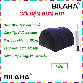 Gối Tựa Lưng Bơm Hơi Bằng Pvc Dành Cho Cặp Đôi Chơi Game, Ghế Bơm Hơi Tình Yêu (Chọn Mẫu Màu Xanh Đen Hoặc Màu Cam) - (Gối+Bơm) Xanh Đen