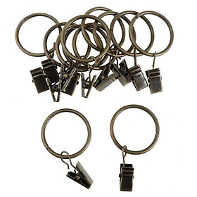 2-6pack 12 Pieces Metal Curtains Drapery Rings with Clips Bronze 25mm