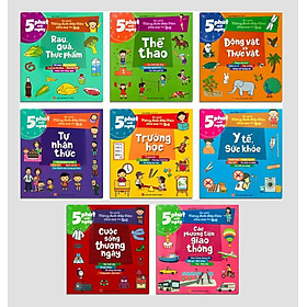 Sách - 5 Phút Mỗi Ngày - Bộ sách Tiếng Anh đầu tiên cha mẹ dạy bé : Phương tiện giao thông - Trường học - Sức khỏe & Y tế - Rau quả thực phẩm - Thể thao - Động Vật & Thực vật - Tự nhận thức - Cuộc sống thường ngày