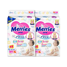 Combo 2 Tã/bỉm dán Merries size M - 64 + 4 miếng (Cho bé 6 - 11kg)