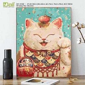 Mua Tranh treo tường tự tô màu số hóa DALI Chú mèo may mắn DV042