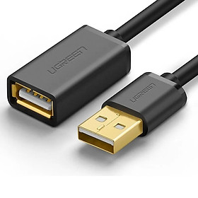 Cáp tín hiệu USB 2.0 nối dài dây tròn mạ vàng cao cấp dài 1.5M màu đen UGREEN USB10315Us103 Hàng chính hãng