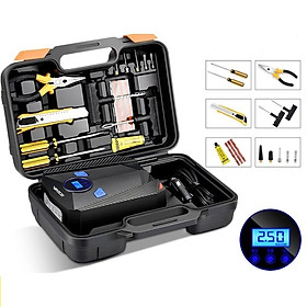 Bơm lốp ô tô, xe hơi điện tử AIKESI - kèm hộp công cụ trọn bộ cứu lốp (BH - 1 đổi 1)