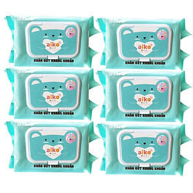 Bộ 6 Gói Khăn Ướt Aiko Kháng Khuẩn 100 tờ/Gói