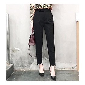 Quần baggy nữ công sở đẹp cao cấp cúc lệch gấu lệch thời trang Hàn Quốc Q064