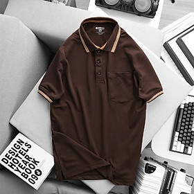 Áo polo phối túi Simple Basic, thun co giãn, thấm hút mồ hôi, siêu nhẹ, mau khô, chống nhăn tự nhiên, màu kem, xanh nâu