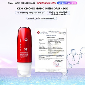 [Mới] Kem Chống Nắng Kiềm Dầu SẮC NGỌC KHANG 50g - bảo vệ toàn diện, kiểm soát bóng dầu hiệu quả