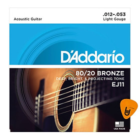 Hình ảnh D'Addario EJ11 - Bộ Dây Đàn Acoustic Guitar Cỡ 12 (.012-.053) - Chính Hãng (80/20 Bronze Strings) - Kèm Móng Gảy DreamMaker