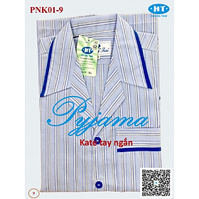 Bộ Pyjama HUONGTAM Kate tay ngắn nam cao cấp(PNK02N3). Chất liệu Kate loại tốt: mềm mại, thoáng mát, không phai màu