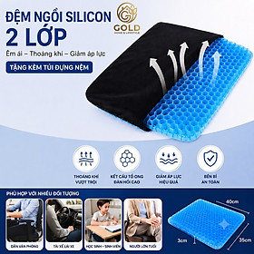 Đệm ngồi 3D Silicon văn phòng PEAFLO thế hệ mới, cấu trúc tổ ong 2 lớp thoáng khí, giảm áp lực lên mông, giảm đau mông.