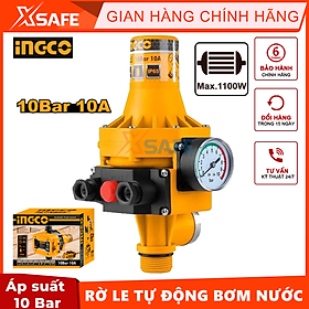 Rờ le tự động bơm nước bằng áp suất INGCO Máy rờ le bơm nước Áp suất khởi động 1.5bar Áp suất tối đa 10 bar - cam kết chính hãng