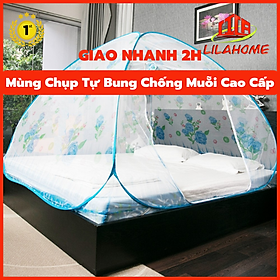 Mùng (Màn) Chụp Tự Bung Chống Muỗi Cao Cấp - Thương Hiệu Lilahome + Tặng Kèm Túi Đựng Tiện Lợi (Giao Màu Ngẫu Nhiên)