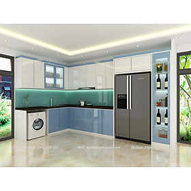 Mua tủ bếp nhựa khung nhựa picomat chính hãng cánh phủ arylic
