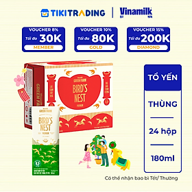 Thùng 24 hộp Sữa tươi tiệt trùng chứa tổ yến Vinamilk Green farm - hộp 180ml