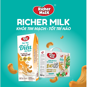 Mini Bloom Sữa Hạt Điều Vị Đại Mạch Richer Milk - Thùng 16 Hộp 180ml