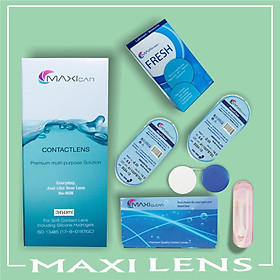 Bộ kính áp tròng cận không màu MAXIclear, dung dịch ngâm MAXIcare 360ml + dung dịch nhỏ mắt MAXIfresh (Combo sử dụng kính áp tròng đầy đủ)