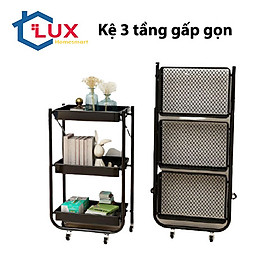Giá, kệ để đồ gia đình đa năng 3 tầng gấp gọn di dộng, giá kệ spa, có bánh xe dễ dàng di chuyển, có thể bố trí để đồ các phòng đều phù hợp đẹp mắt và tiện dụng