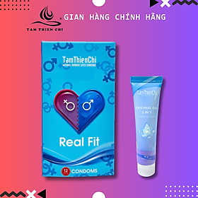 Gel bôi trơn Tâm Thiện Chí 25g và Bao cao su TTC Real Fit size nhỏ hộp 12 cái