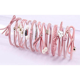 Hộp 12 dây cột tóc Hàn Quốc siêu đẹp siêu bền (Màu Hồng)