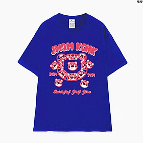 Cao cấp - Áo thun tay lỡ unisex nam nữ oversize in hình gấu dâu Lotso nhiều hoạt tiết dễ thương