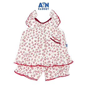 Bộ quần áo ngắn bé gái họa tiết Cúc mai đỏ cotton dệt - AICDBG0MHSC0 - AIN Closet