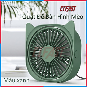 Quạt mini để bàn, quạt USB hình mèo CTFAST - M105i : Thiết kế thông minh 3 tốc độ làm mát, điều chỉnh 360 độ, không gây ồn - hàng chính hãng