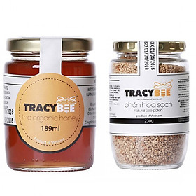 Combo 1 lọ mật ong hoa cafe 189 ml + 1 lọ phấn hoa sạch 230gr hiệu Tracybee