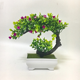 Chậu hoa bonsai tài lộc như ý để bàn nhiều màu sắc tuỳ chọn, hoa giả mini