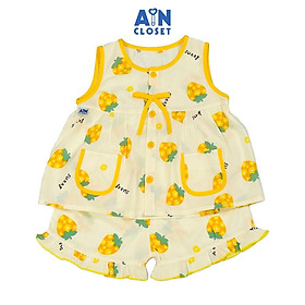 Bộ quần áo Ngắn bé gái họa tiết Dâu Vàng Lanh lụa. - AICDBGKL8HD5 - AIN Closet