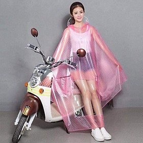Mua Aó mưa siêu dai trong suốt chấm bi có kính che mặt chắn mưa gió- ÁO CHẤM BI CÁNH RỘNG