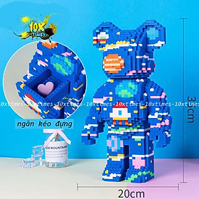 Đồ chơi lego 3d gấu Bearbrick có đèn led 36cm mô hình lắp ráp quà tặng sinh nhật bạn gái, bạn trai , đồ decor