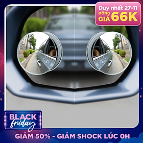 Bộ 2 Gương Lồi Tràn Viền Xoay 360 độ Gắn Cho Kính Gương Chiếu Hậu Tránh Điểm Mù Cho Xe Hơi, Xe Ô tô - Hàng Chính Hãng