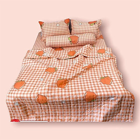 Bộ 5 Món Chăn Ga Gối Đào Cam Cotton Poly Phong Cách Hàn Quốc