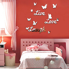Miếng Dán Dán Tường Con Bướm Và Chữ Live Laugh Love