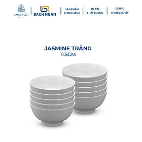 Mua Bộ 10 chén Cơm Minh Long 11.5 cm Jasmine Trắng  - hàng đẹp  bằng sứ cao cấp  dùng gia đình - tặng quà bạn bè  người thân