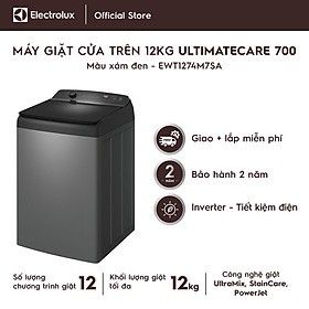 Mua  Free Giao lắp  Máy giặt cửa trên Electrolux 12kg UltimateCare 700 EWT1274M7SA - Xám đen  giặt sạch sâu  không cặn giặt tẩy  Hàng chính hãng 