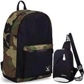 Combo Balo Thời Trang Quân Đội & Túi Đeo Messenger PRAZA - (BL168&DC092)