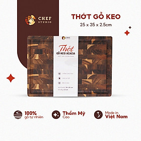 Thớt gỗ Keo (gỗ Tràm) Chef Studio cao cấp hình chữ nhật, đa dụng, an toàn cho sức khỏe