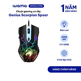 Mua Chuột gaming có dây Genius Scorpion Spear màu đen - nhẹ  6 nút lập trình  công thái học  đèn LED  DPI 2000  Hàng chính hãng  Bảo hành 1 năm